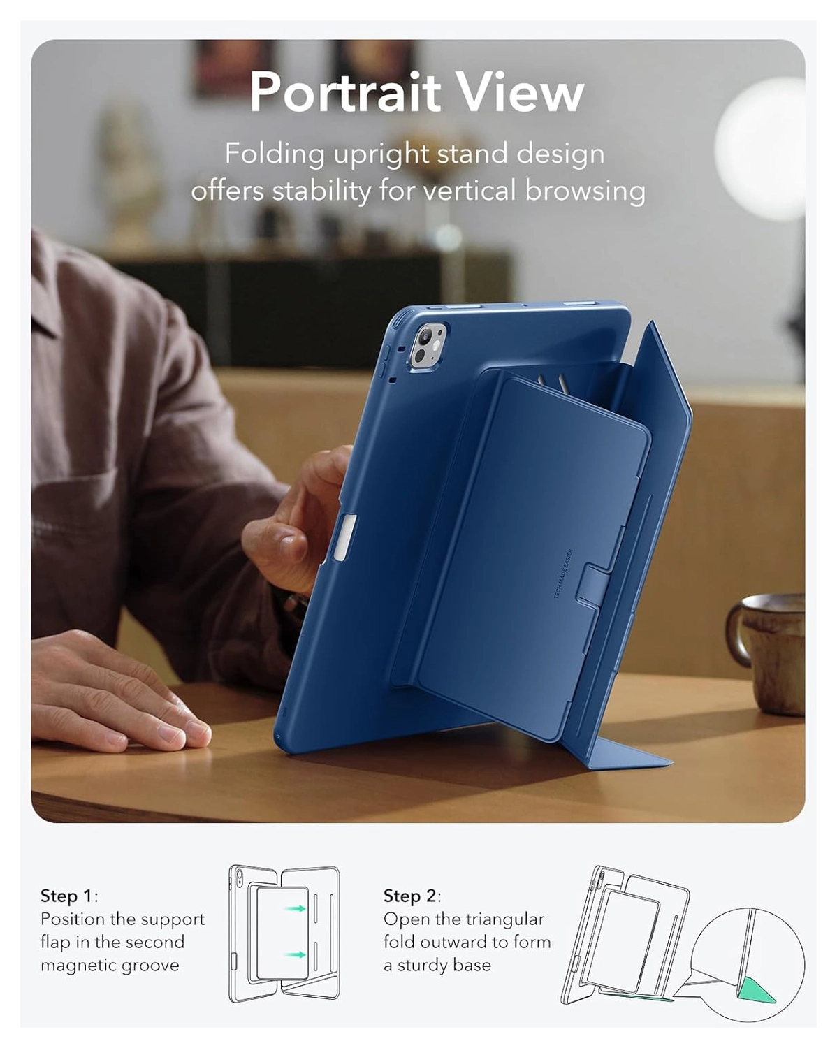 ESR Flip Magnetic iPad Pro 13 (2024/2025) Hoes Book Case met Standaard Blauw afbeelding 7