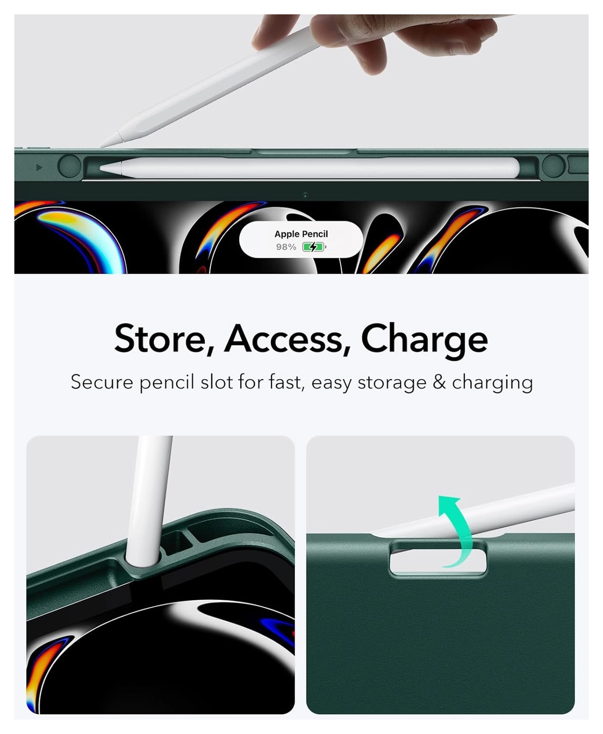 ESR Flip Magnetic iPad Pro 13 (2024 / 2025) Hoes Book Case met Standaard Groen afbeelding 2