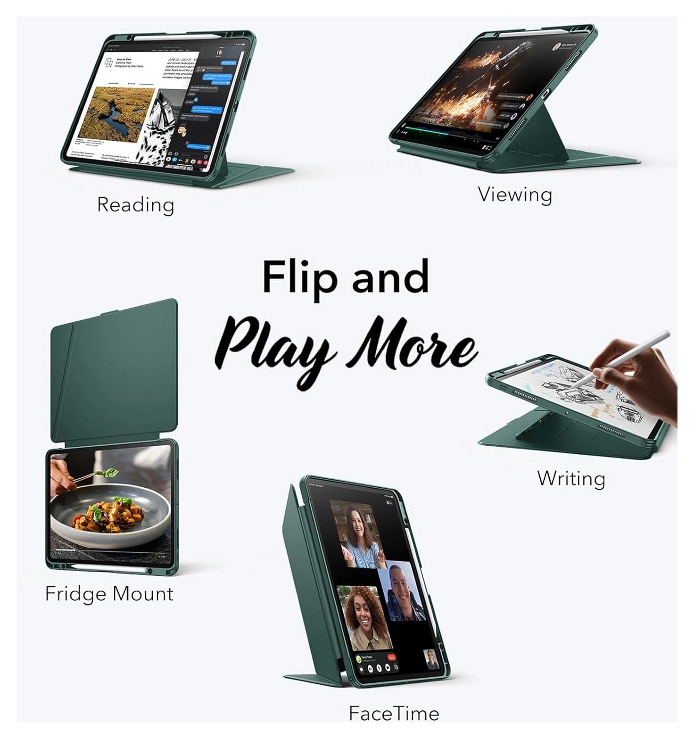 ESR Flip Magnetic iPad Pro 13 (2024 / 2025) Hoes Book Case met Standaard Groen afbeelding 4