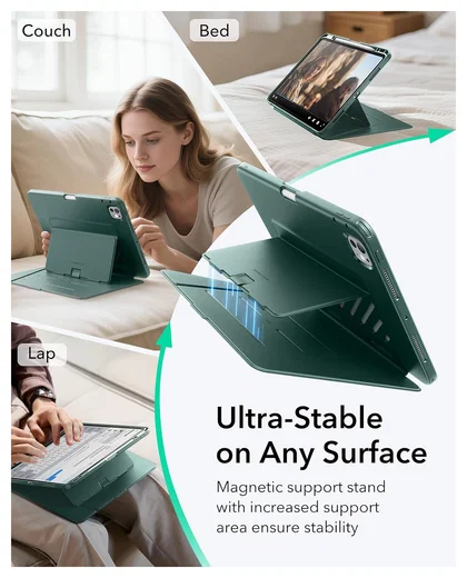 ESR Flip Magnetic iPad Pro 13 (2024 / 2025) Hoes Book Case met Standaard Groen afbeelding 7