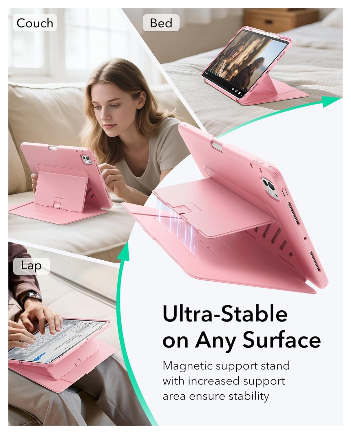 ESR Flip Magnetic iPad Pro 13 (2024 / 2025) Hoes Book Case met Standaard Roze afbeelding 7
