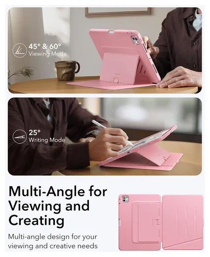 ESR Flip Magnetic iPad Pro 13 (2024 / 2025) Hoes Book Case met Standaard Roze afbeelding 9