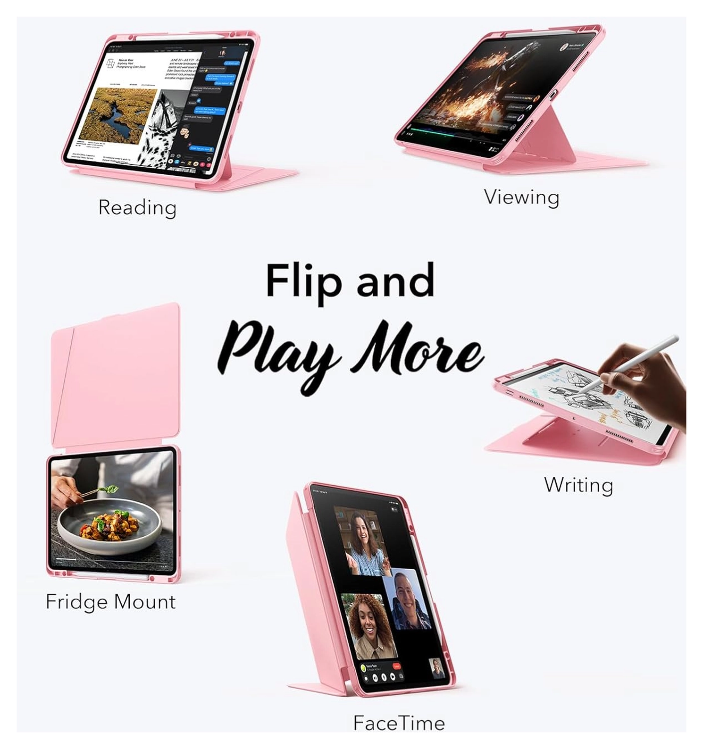 ESR Flip Magnetic iPad Pro 13 (2024 / 2025) Hoes Book Case met Standaard Roze afbeelding 10