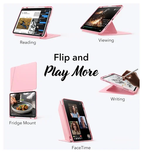 ESR Flip Magnetic iPad Pro 13 (2024 / 2025) Hoes Book Case met Standaard Roze afbeelding 10