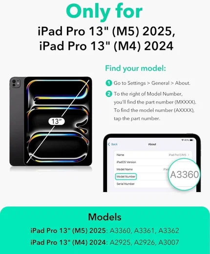 ESR Flip Magnetic iPad Pro 13 (2024 / 2025) Hoes Book Case met Standaard Bruin afbeelding 4