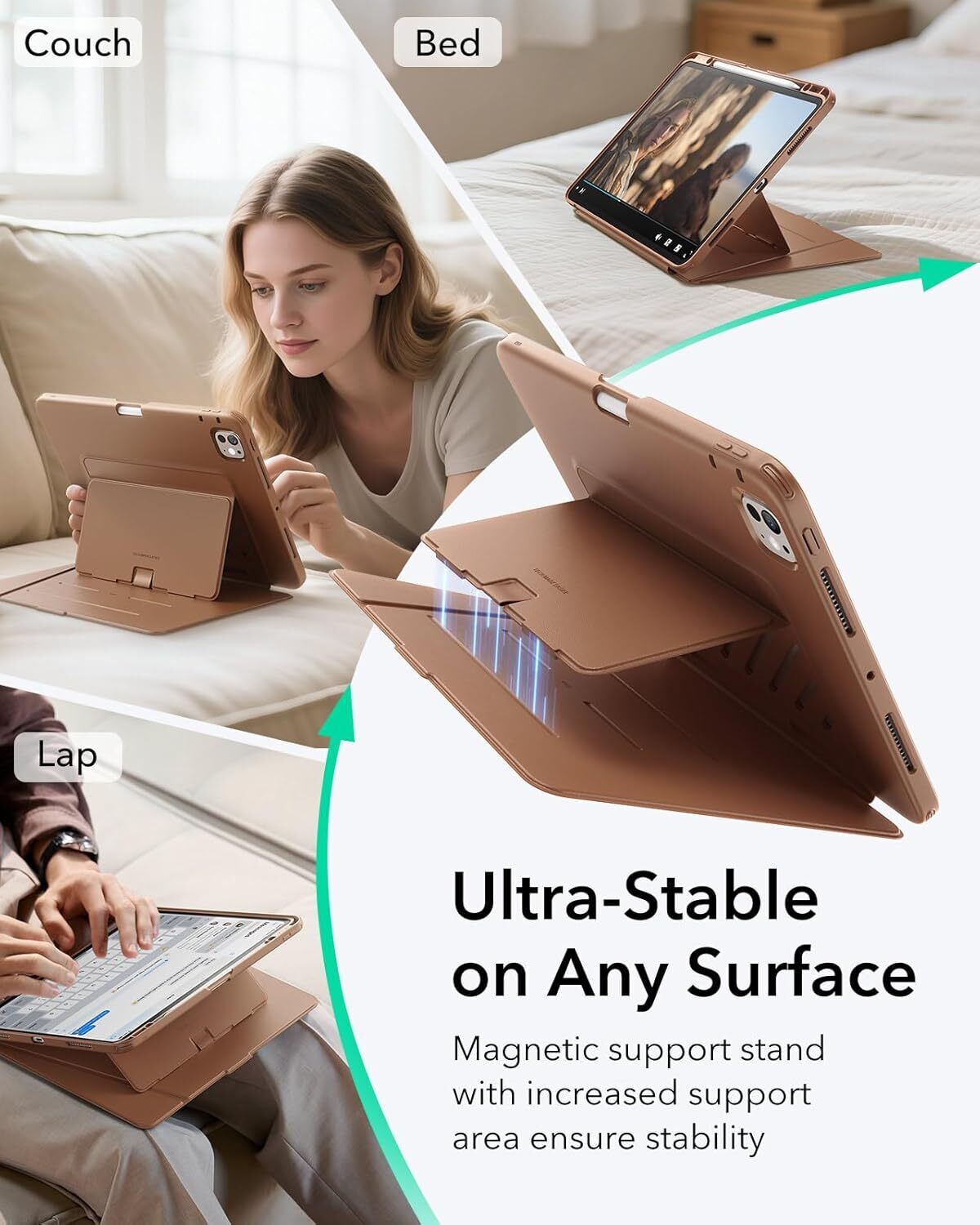 ESR Flip Magnetic iPad Pro 13 (2024 / 2025) Hoes Book Case met Standaard Bruin afbeelding 7