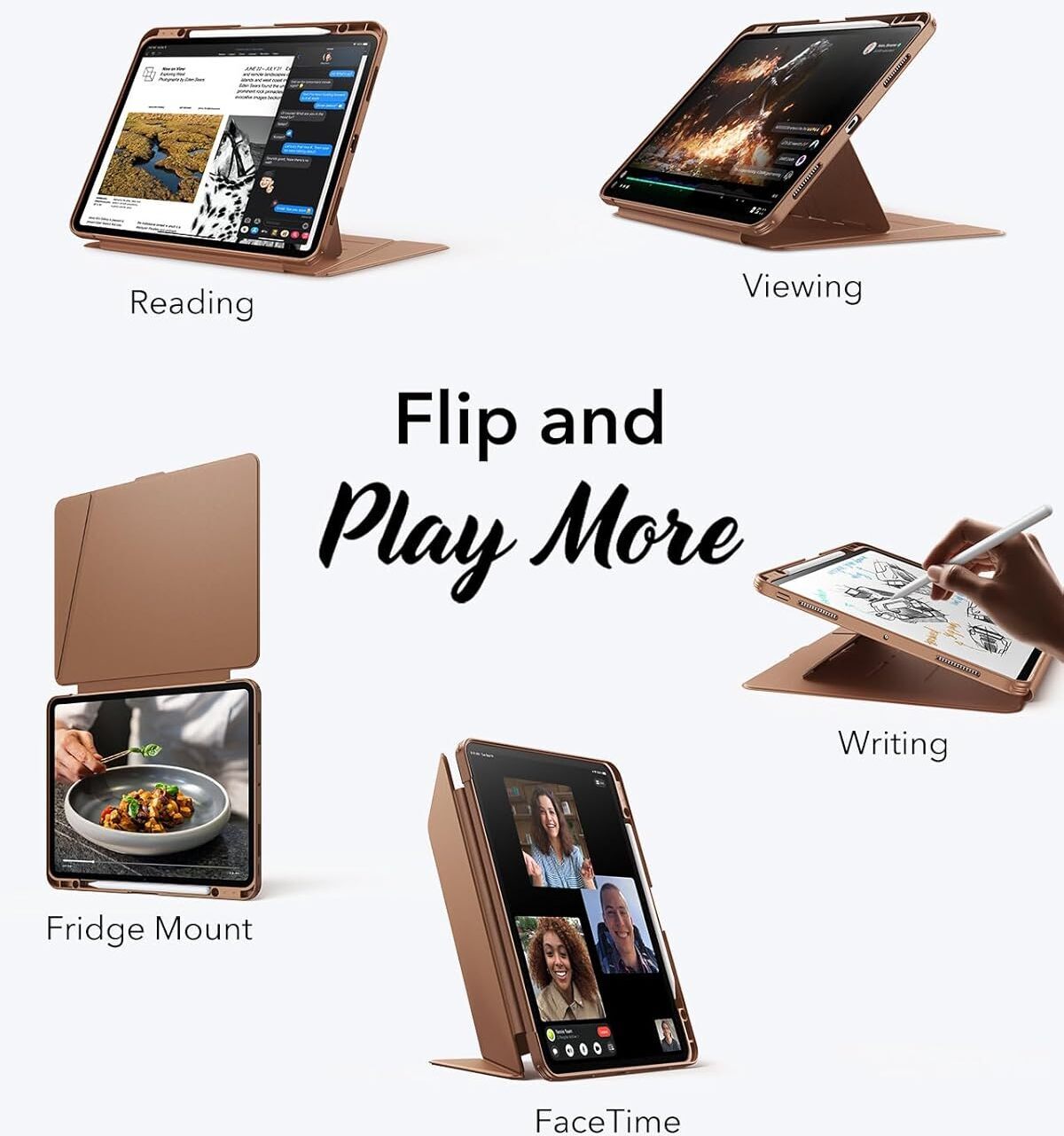 ESR Flip Magnetic iPad Pro 13 (2024 / 2025) Hoes Book Case met Standaard Bruin afbeelding 5