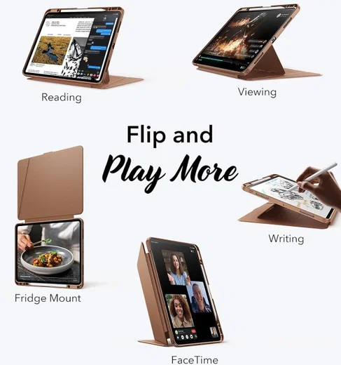ESR Flip Magnetic iPad Pro 13 (2024 / 2025) Hoes Book Case met Standaard Bruin afbeelding 5