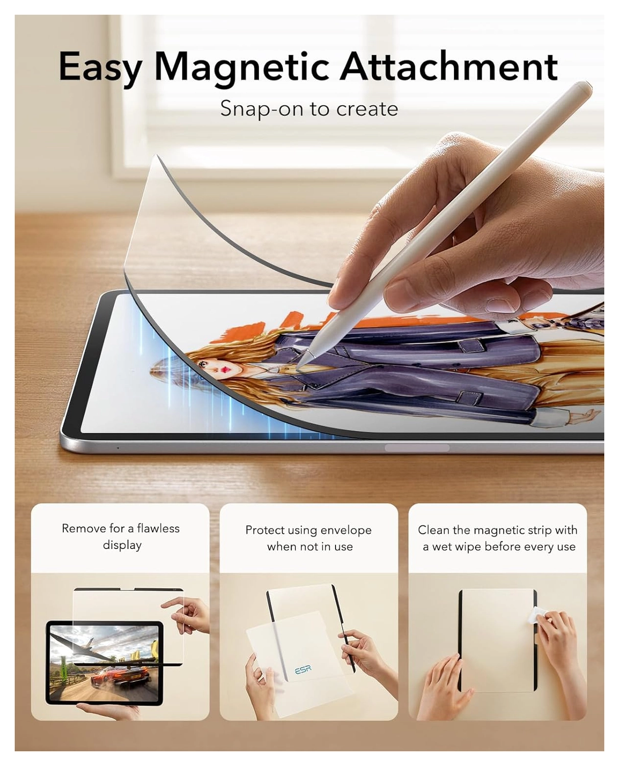ESR Paper Feel Magnetic iPad Pro 13 (2024/2025) Screen Protector (2-Pack) afbeelding 4