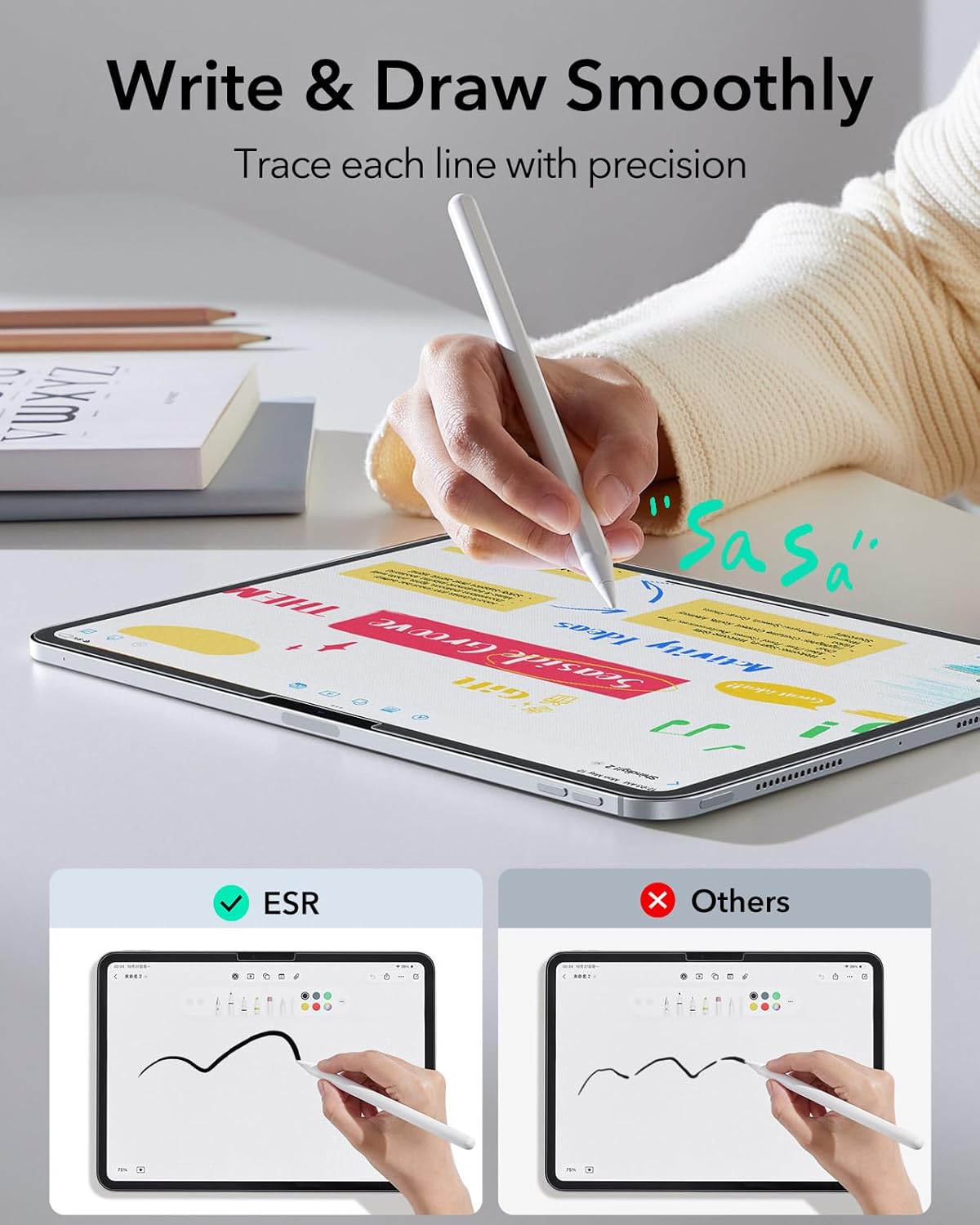 ESR UltraFit Paper Feel iPad Pro 13 (2024/2025) Screen Protector (2-Pack) afbeelding 4