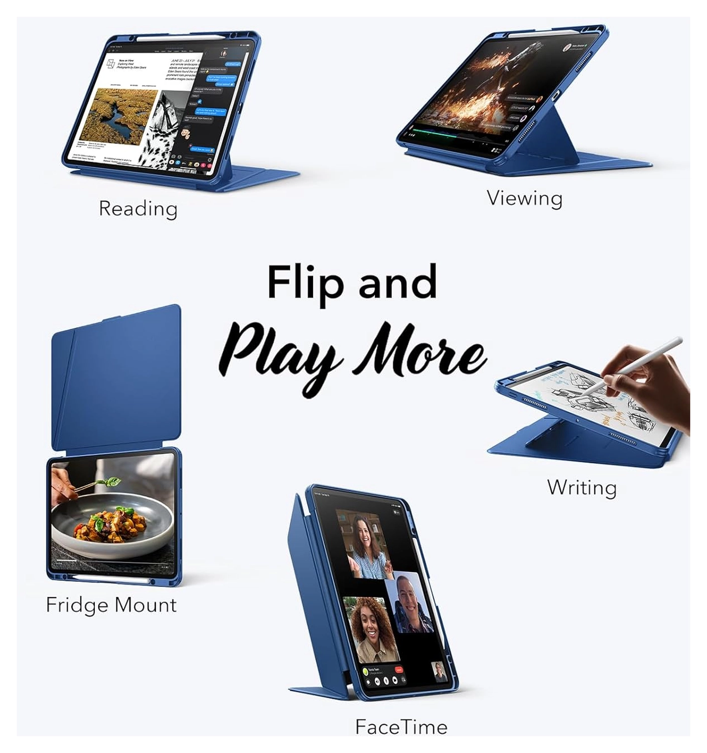 ESR Flip Magnetic iPad Pro 11 (2024/2025) Hoes Book Case met Standaard Blauw afbeelding 4