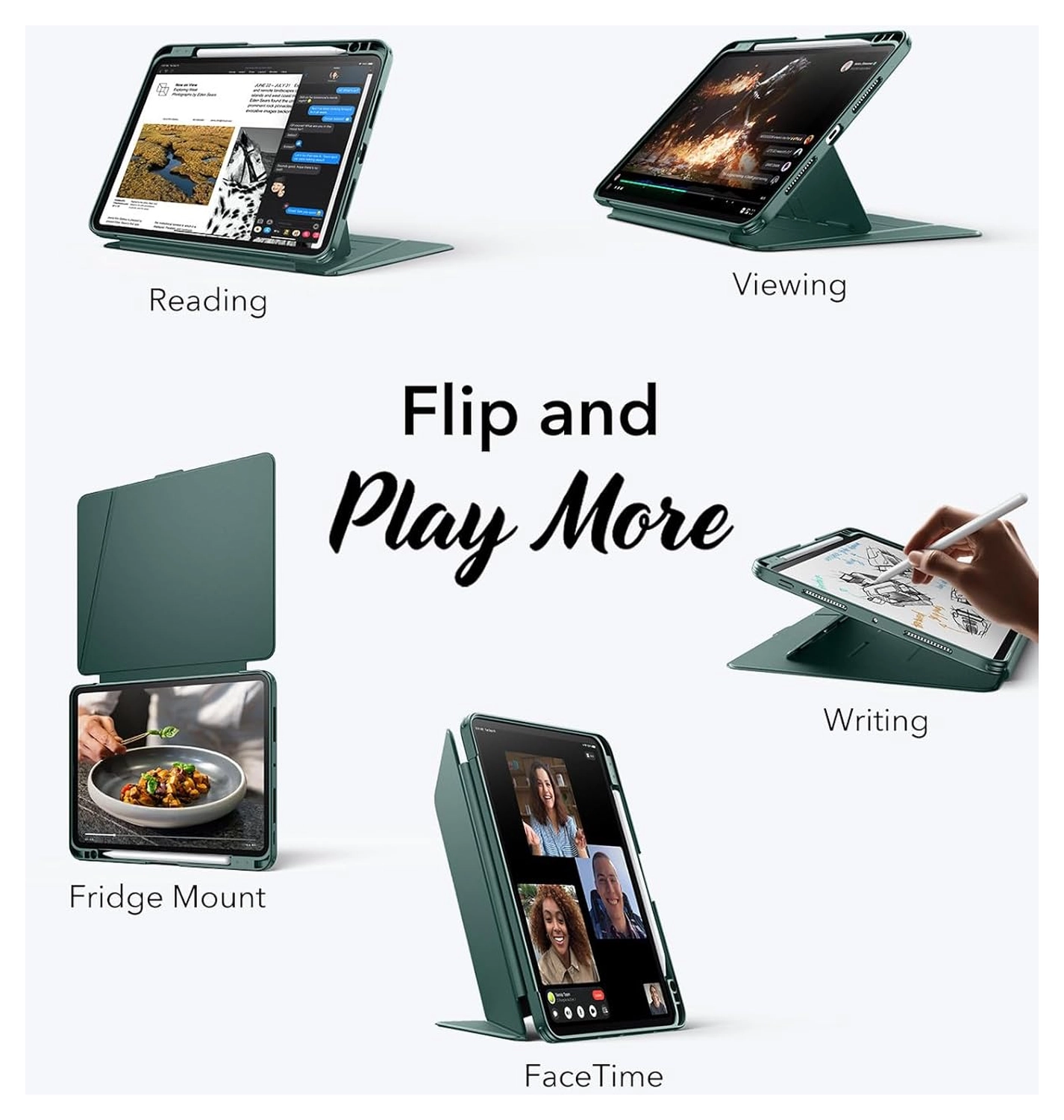 ESR Flip Magnetic iPad Pro 11 (2024 / 2025) Hoes Book Case met Standaard Groen afbeelding 9