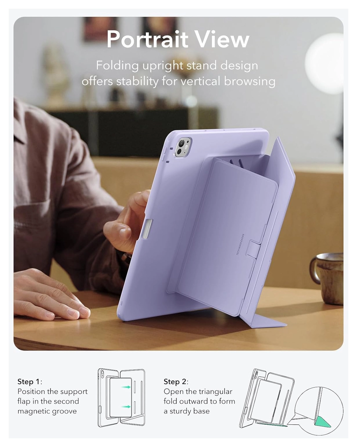 ESR Flip Magnetic iPad Pro 11 (2024/2025) Hoes Book Case met Standaard Paars afbeelding 7