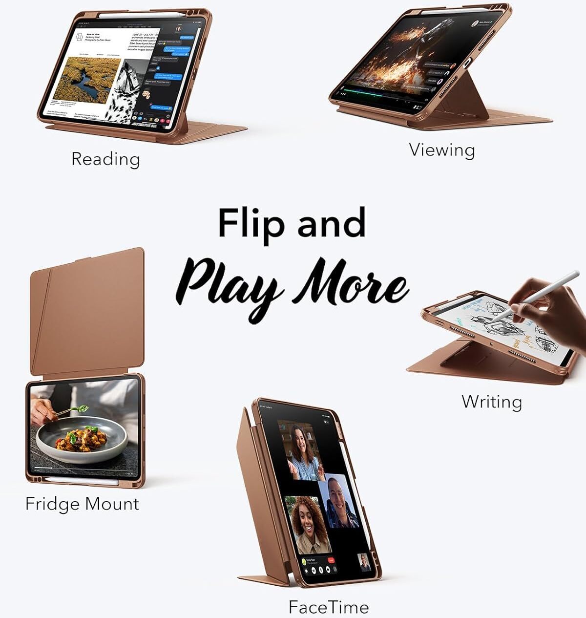 ESR Flip Magnetic iPad Pro 11 (2024 / 2025) Hoes Book Case met Standaard Bruin afbeelding 4