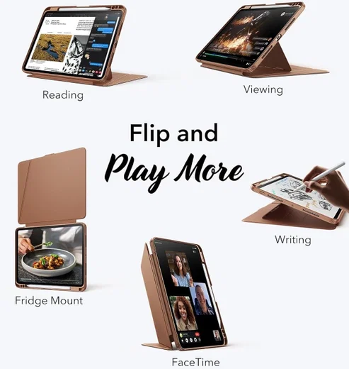 ESR Flip Magnetic iPad Pro 11 (2024 / 2025) Hoes Book Case met Standaard Bruin afbeelding 4