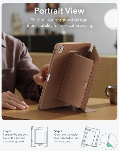 ESR Flip Magnetic iPad Pro 11 (2024 / 2025) Hoes Book Case met Standaard Bruin afbeelding 2