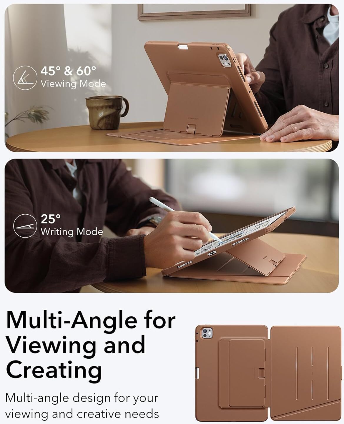 ESR Flip Magnetic iPad Pro 11 (2024 / 2025) Hoes Book Case met Standaard Bruin afbeelding 8