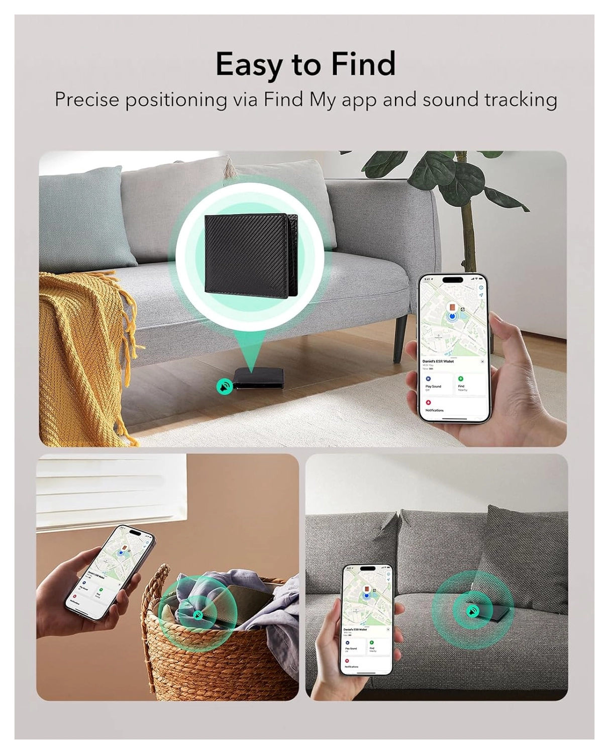 ESR Classic Geo Wallet Portemonnee met Zoek Mijn-Functie Carbon Fiber afbeelding 3