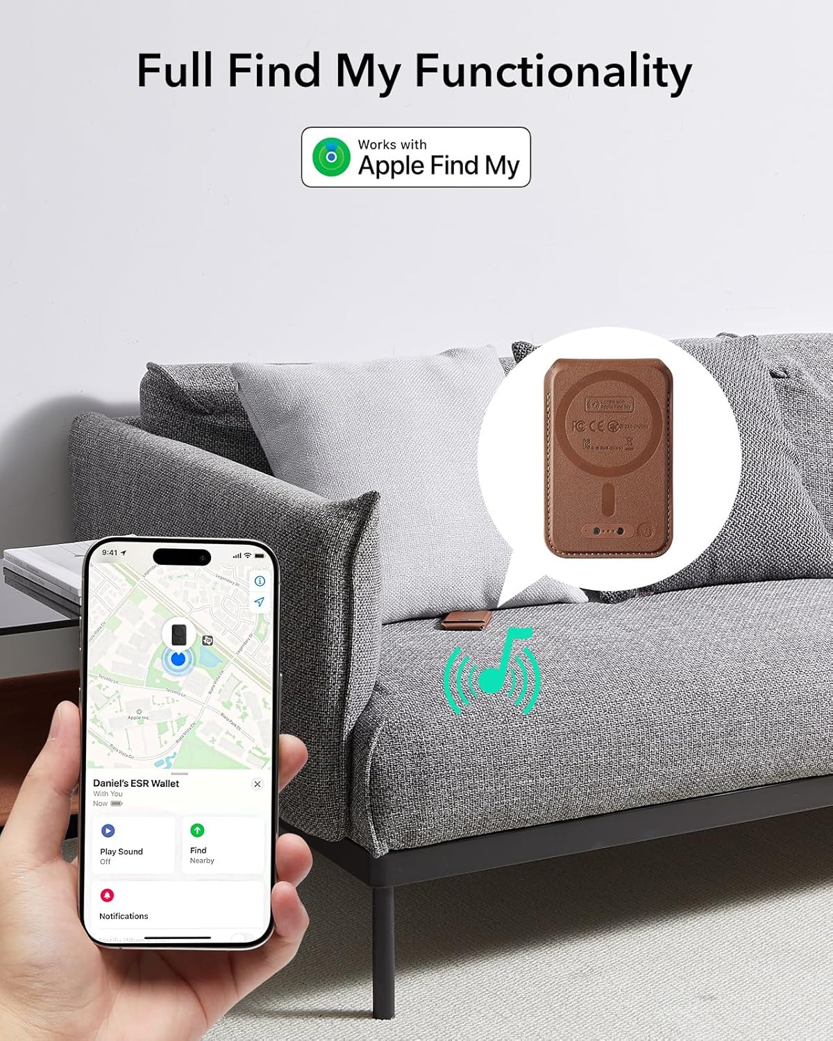 ESR Classic Geo Wallet MagSafe Pasjeshouder met Standaard en Zoek Mijn Bruin afbeelding 4