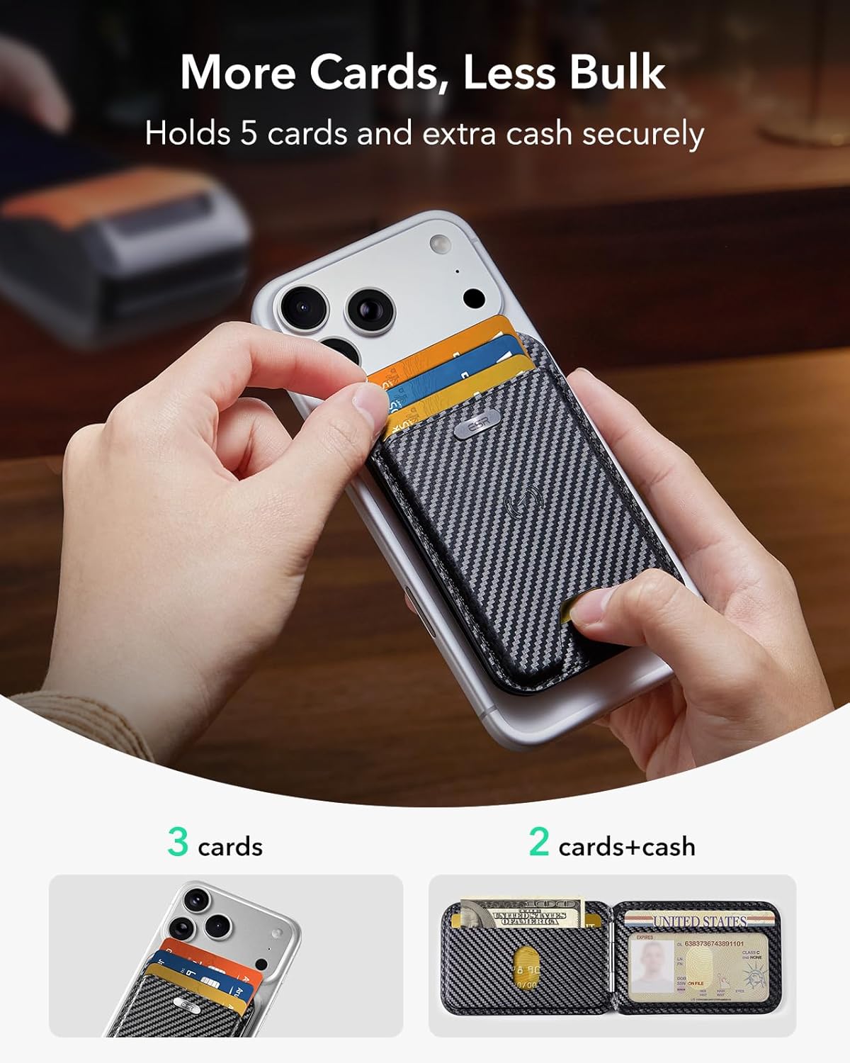 ESR Classic Geo Wallet MagSafe Pasjeshouder met Standaard en Zoek Mijn Carbon afbeelding 6