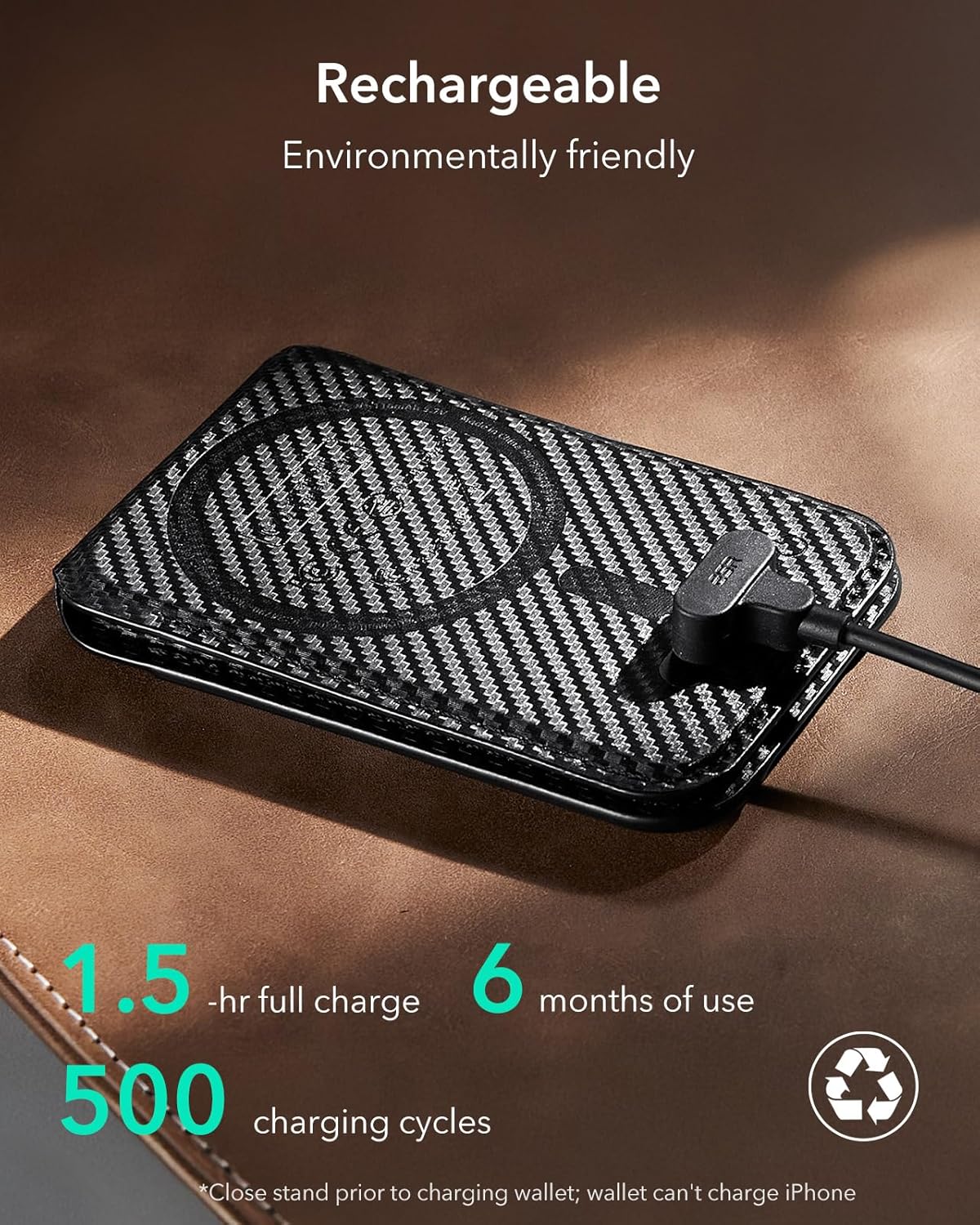 ESR Classic Geo Wallet MagSafe Pasjeshouder met Standaard en Zoek Mijn Carbon afbeelding 10
