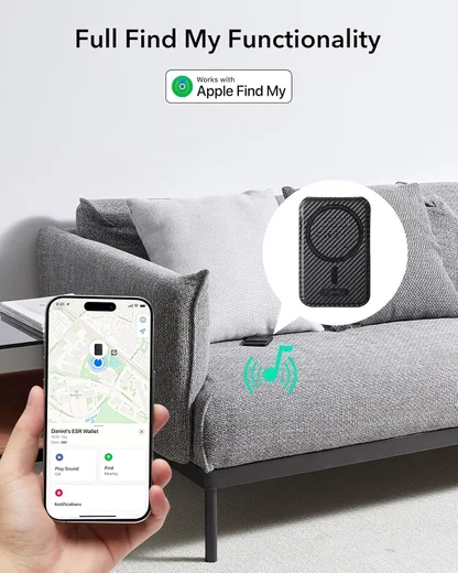 ESR Classic Geo Wallet MagSafe Pasjeshouder met Standaard en Zoek Mijn Carbon afbeelding 4