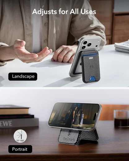 ESR Classic Geo Wallet MagSafe Pasjeshouder met Standaard en Zoek Mijn Carbon afbeelding 9