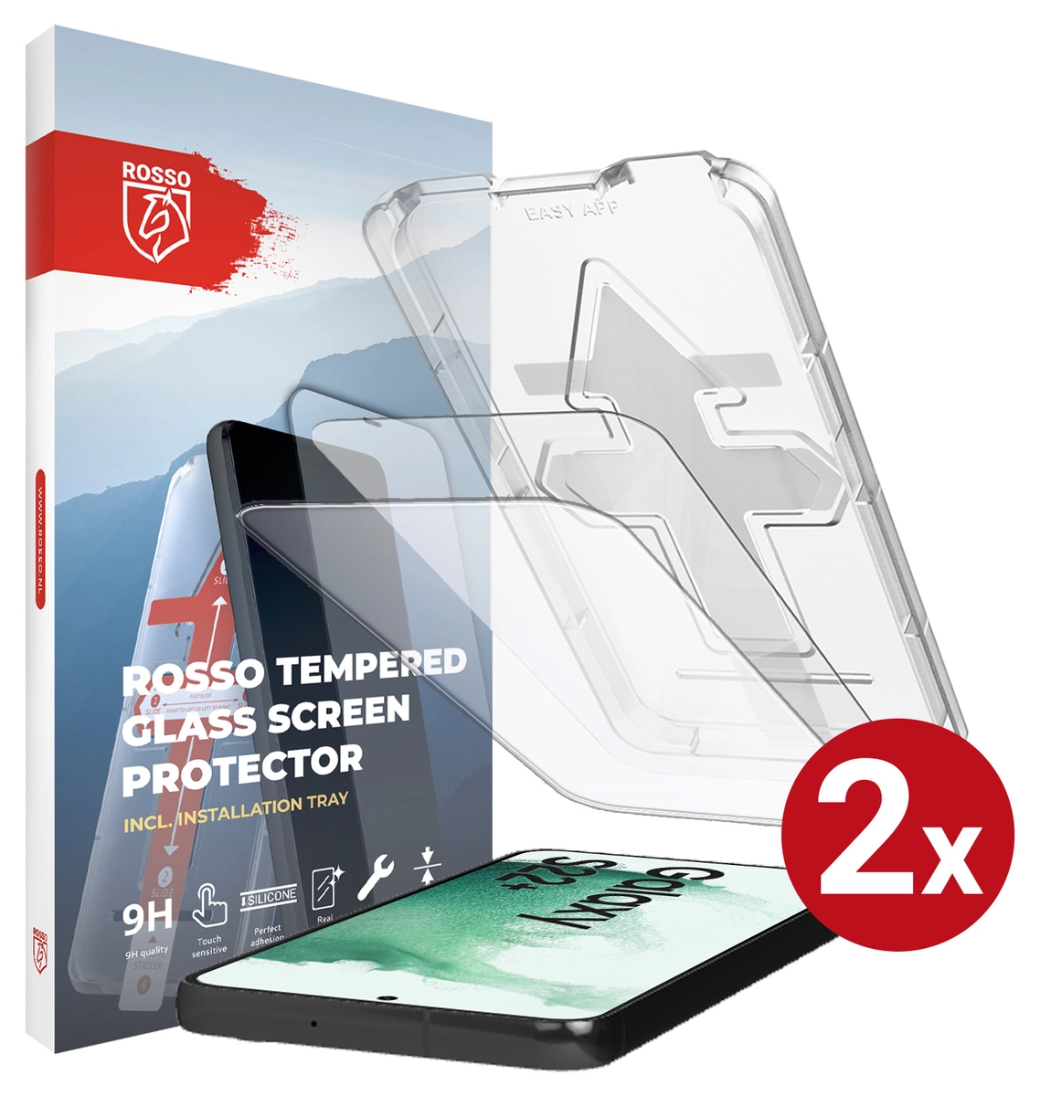 Rosso Samsung Galaxy S22 Plus Tempered Glass met Installatietray (2-Pack) afbeelding 1
