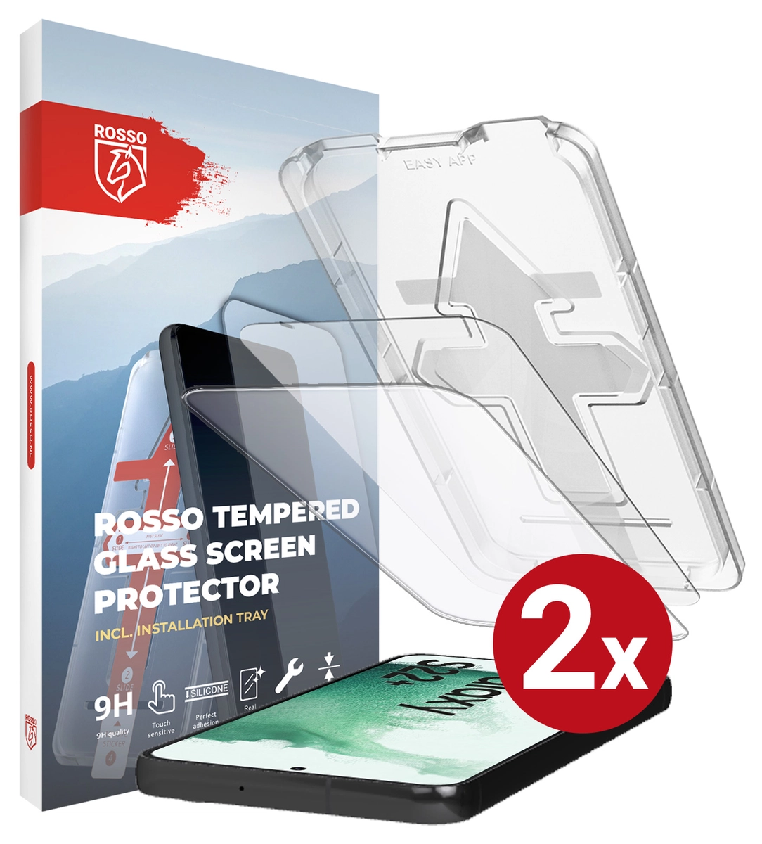 Rosso Samsung Galaxy S22 Plus Tempered Glass met Installatietray (2-Pack) afbeelding 13
