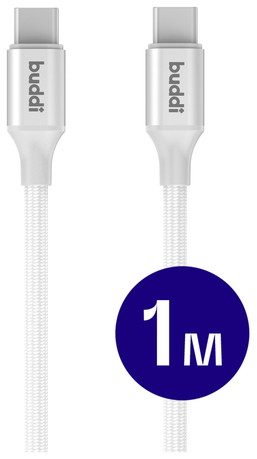 Buddi Flex USB-C naar USB-C Kabel 60W Fast Charge 1M Wit afbeelding 1