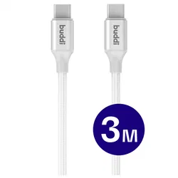 Buddi Flex USB-C naar USB-C Kabel 60W Fast Charge 3M Wit afbeelding