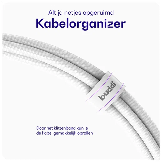 Buddi Flex USB-C naar Lightning Kabel 20W Fast Charge 1M Wit afbeelding 4