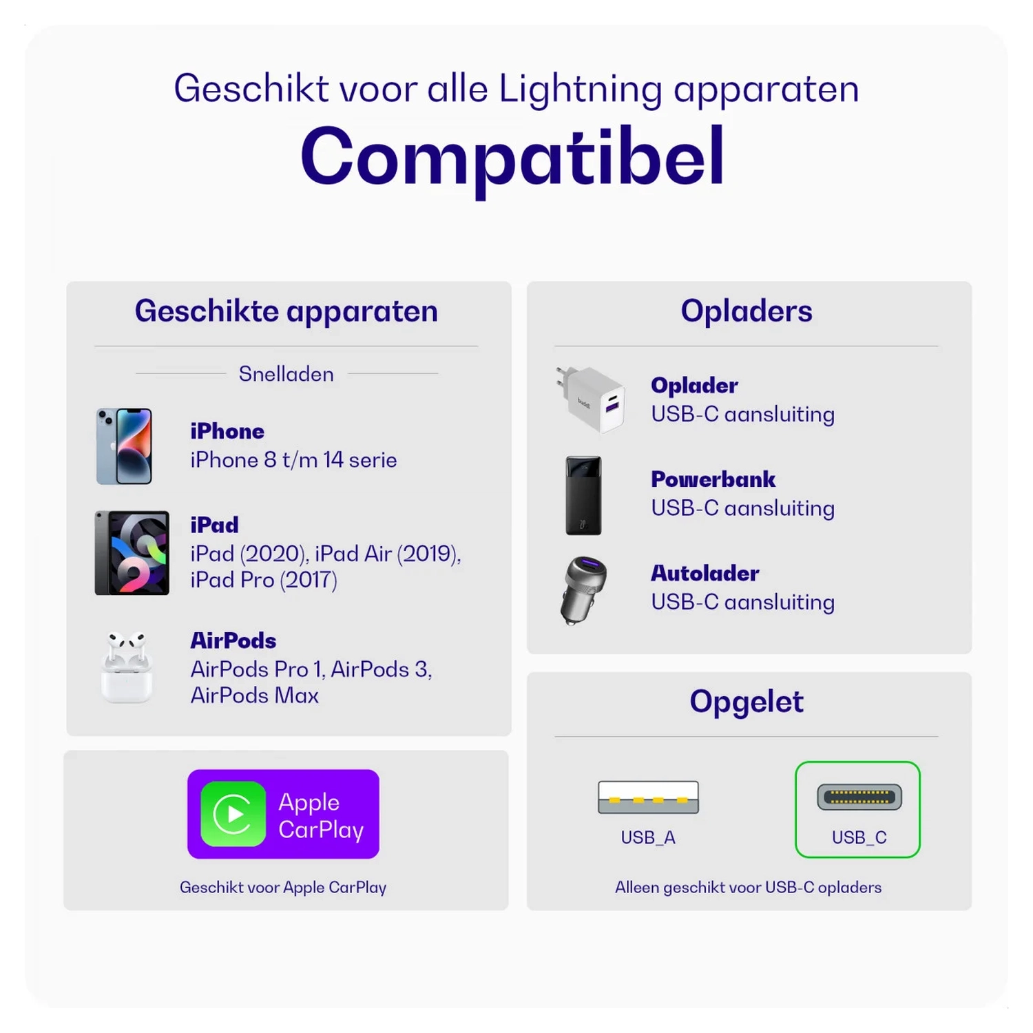 Buddi Flex USB-C naar Lightning Kabel 20W Fast Charge 1M Wit afbeelding 6