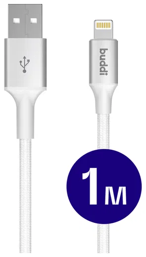 Buddi Flex USB-A naar Lightning Kabel 12W Fast Charge 1M Wit afbeelding 1