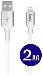 Buddi Flex USB-A naar Lightning Kabel 12W Fast Charge 2M Wit afbeelding