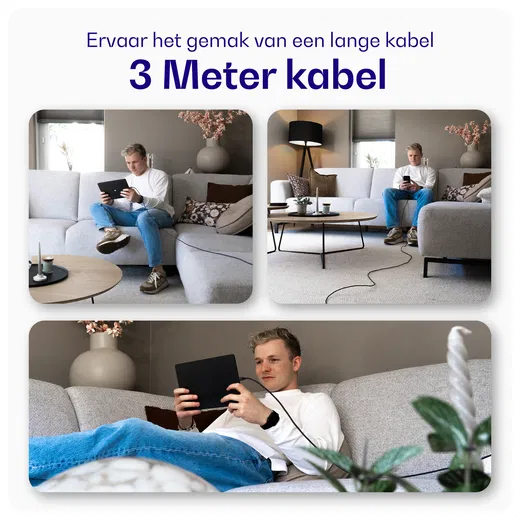 Buddi Flex USB-A naar Lightning Kabel 12W Fast Charge 3M Wit afbeelding 3