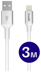 Buddi Flex USB-A naar Lightning Kabel 12W Fast Charge 3M Wit afbeelding