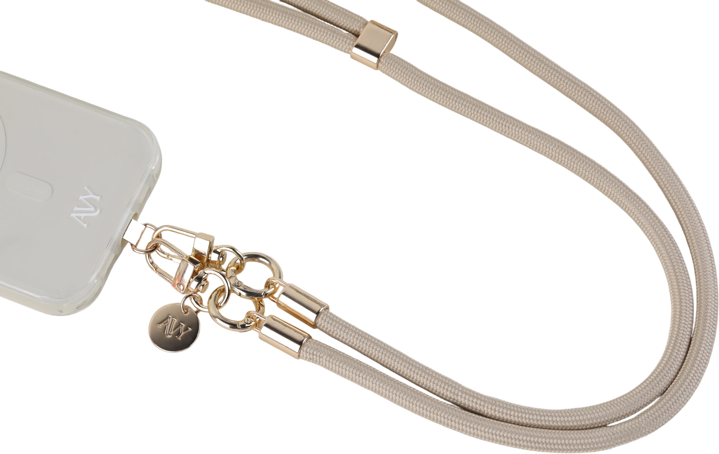 AVY Verstelbaar Crossbody Telefoonkoord / Telefoontouw (130CM) Tressé Beige afbeelding 8