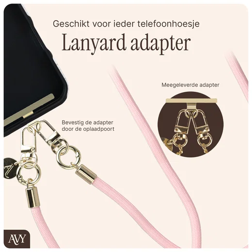AVY Verstelbaar Crossbody Telefoonkoord / Telefoontouw (130CM) Tressé Pink afbeelding 5