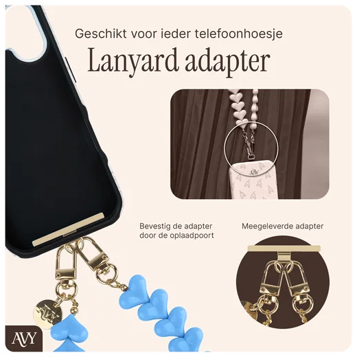 AVY Universele Hartjes Armband Polsband Telefoonkoord (30CM) Cupid Blue afbeelding 5