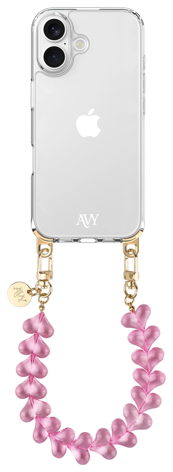 AVY Universele Hartjes Armband Polsband Telefoonkoord (30CM) Cupid Clear Pink afbeelding 11