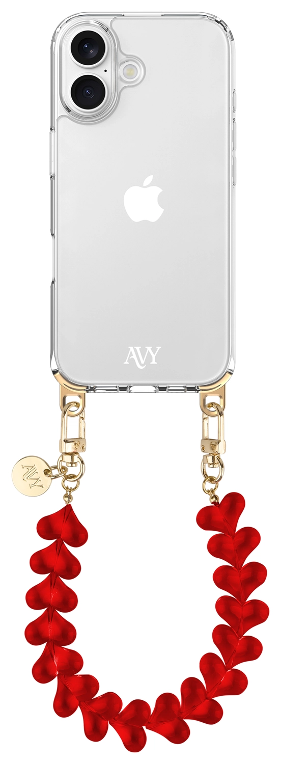 AVY Universele Hartjes Armband Polsband Telefoonkoord (30CM) Cupid Clear Red afbeelding 11
