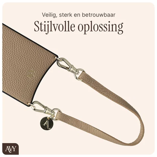 AVY Armband / Polsband Telefoonkoord (30CM) Leather Beige afbeelding 6