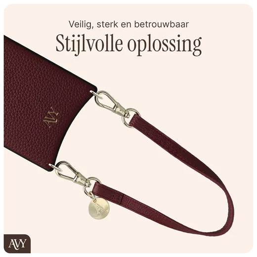 AVY Armband / Polsband Telefoonkoord (30CM) Leather Burgundy afbeelding 6