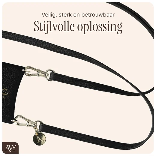 AVY Verstelbaar Crossbody Telefoonkoord (130CM) Leather Black afbeelding 9