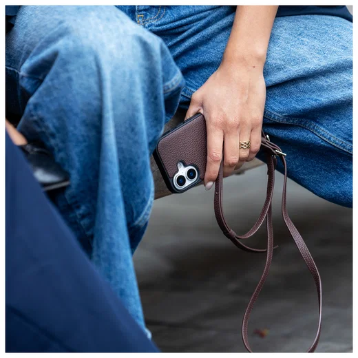 AVY Verstelbaar Crossbody Telefoonkoord (130CM) Leather Chocolate afbeelding 4