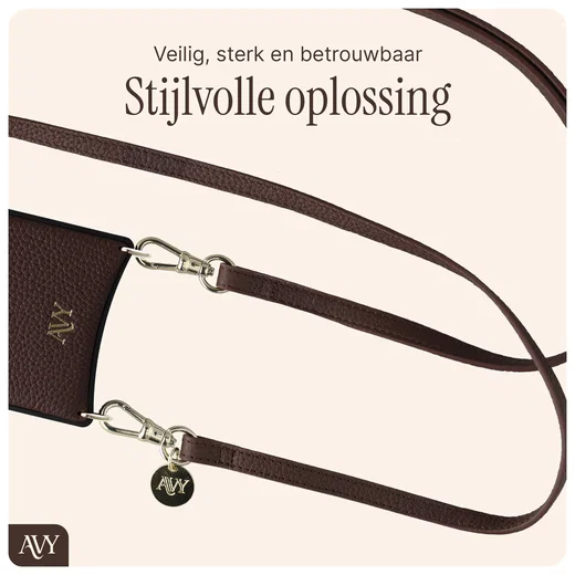 AVY Verstelbaar Crossbody Telefoonkoord (130CM) Leather Chocolate afbeelding 8