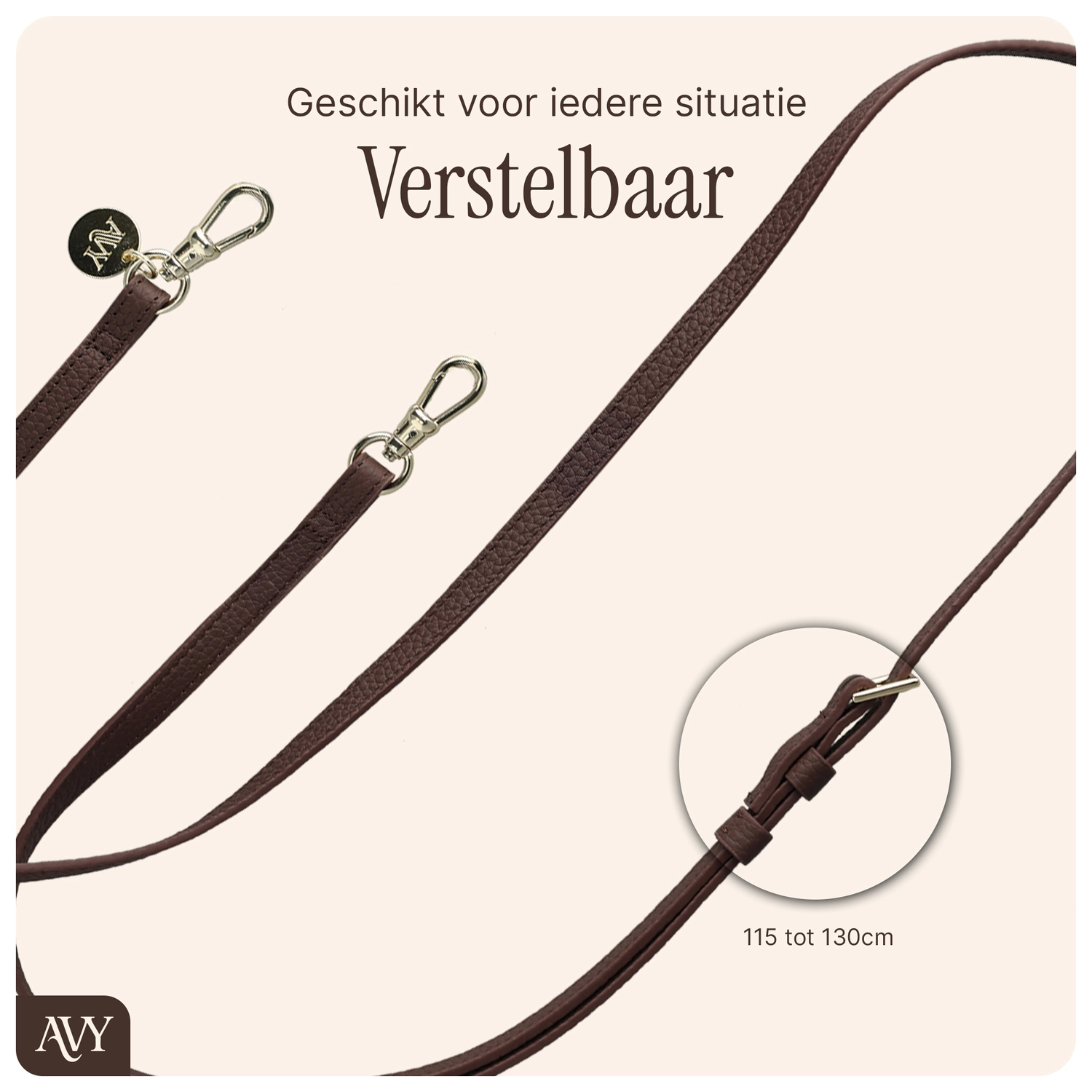 AVY Verstelbaar Crossbody Telefoonkoord (130CM) Leather Chocolate afbeelding 9