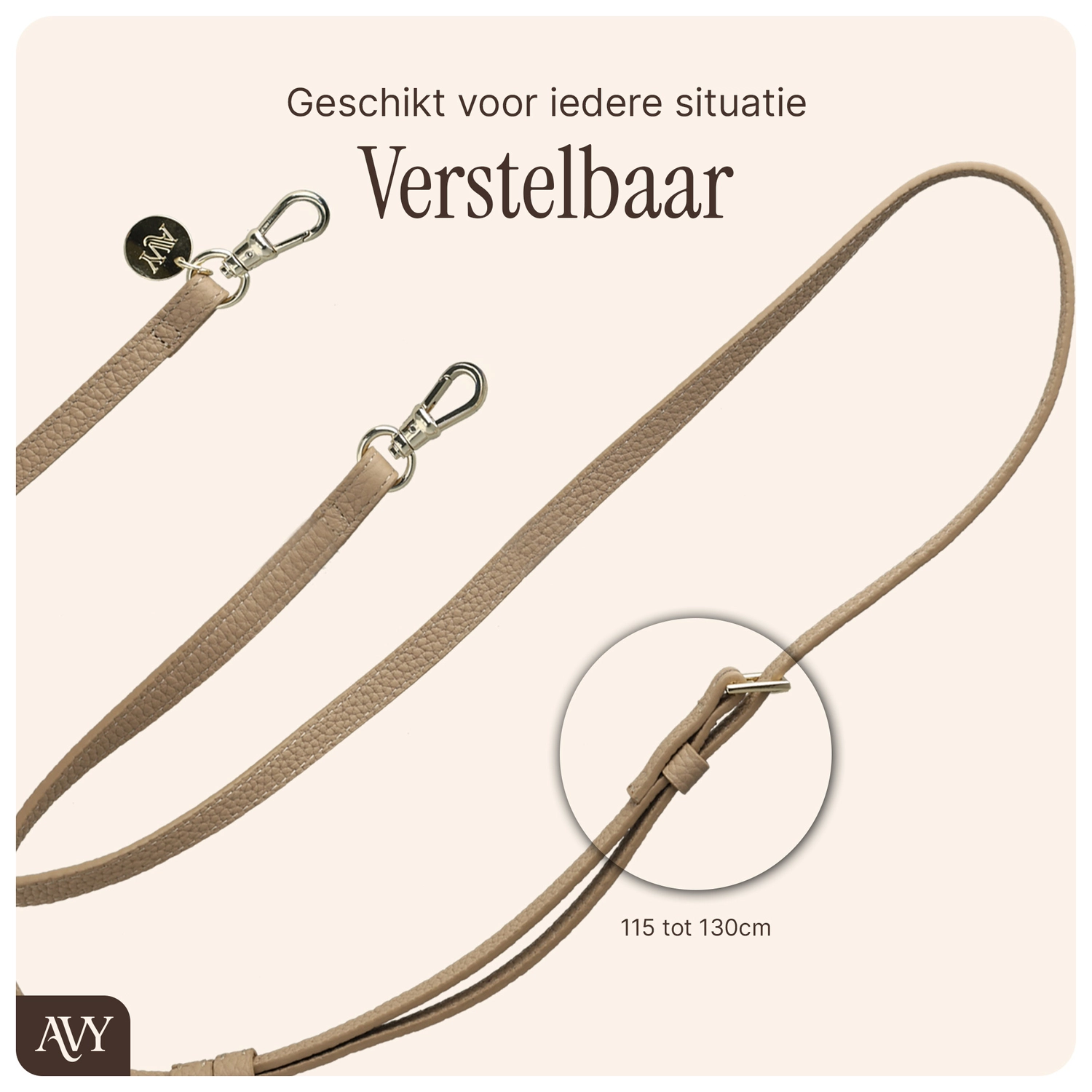 AVY Verstelbaar Crossbody Telefoonkoord (130CM) Leather Beige afbeelding 8