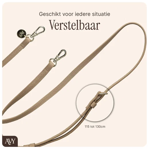 AVY Verstelbaar Crossbody Telefoonkoord (130CM) Leather Beige afbeelding 8